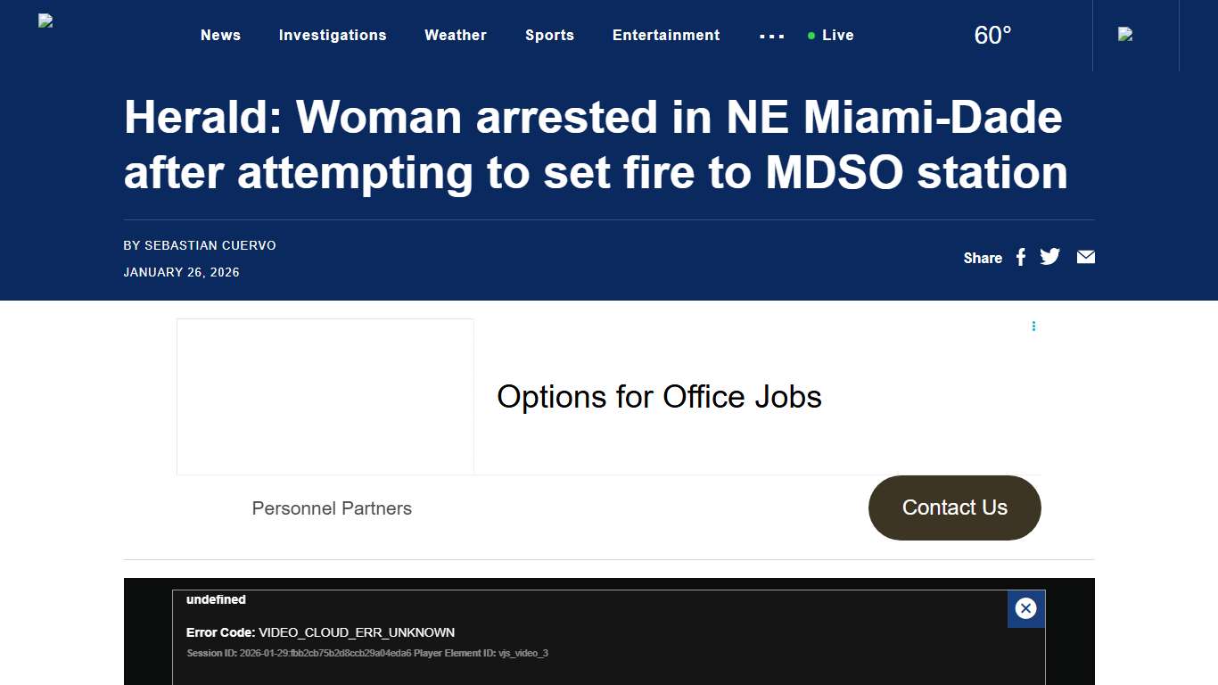 Herald: Woman arrested in NE Miami-Dade after attempting to set fire to MDSO station - WSVN 7News Miami News, Weather, Sports Fort Lauderdale
